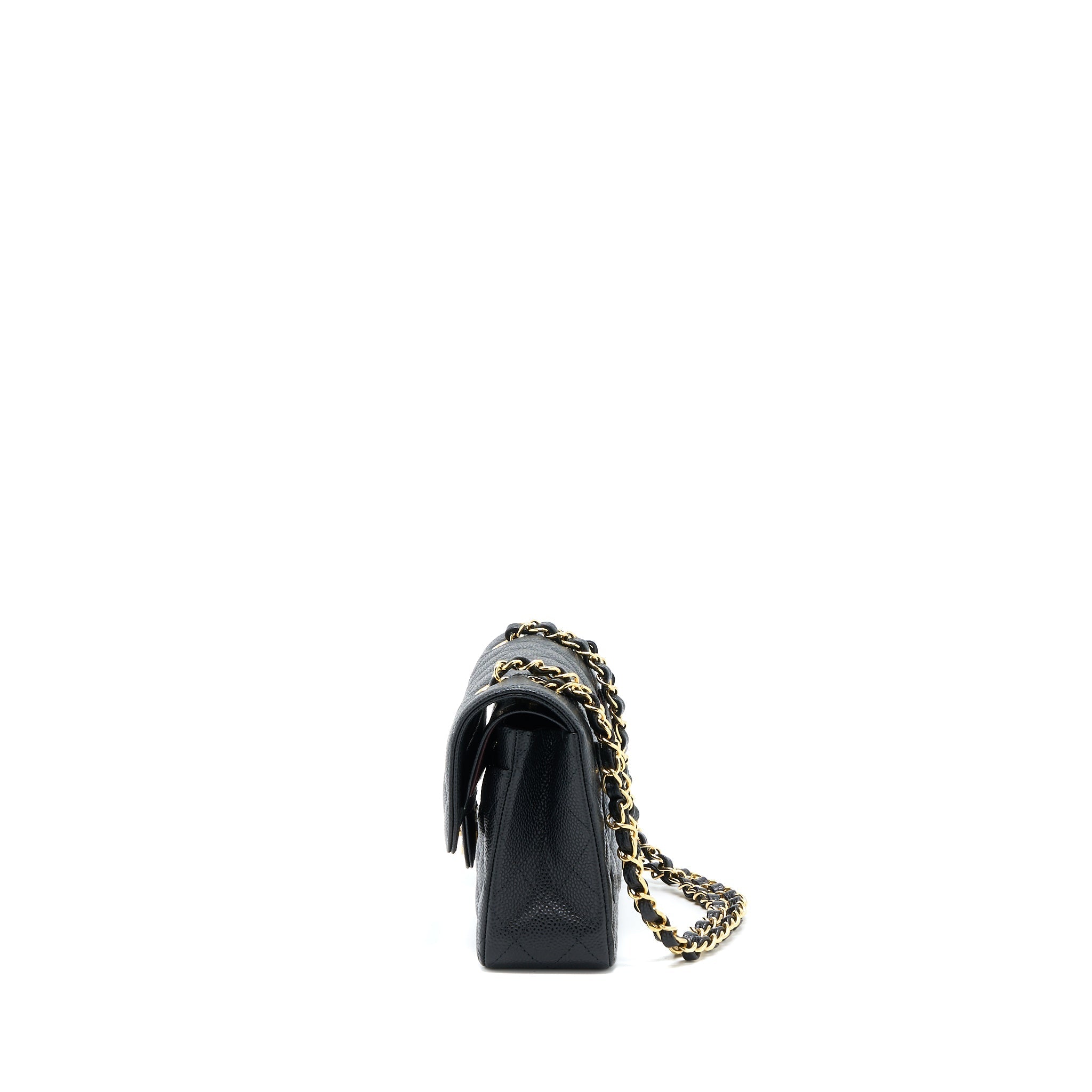 CHANEL SMALL CLASSIC DOUBLE FLAP BAG CAVIAR BLACK GHW (MICROCHIP)