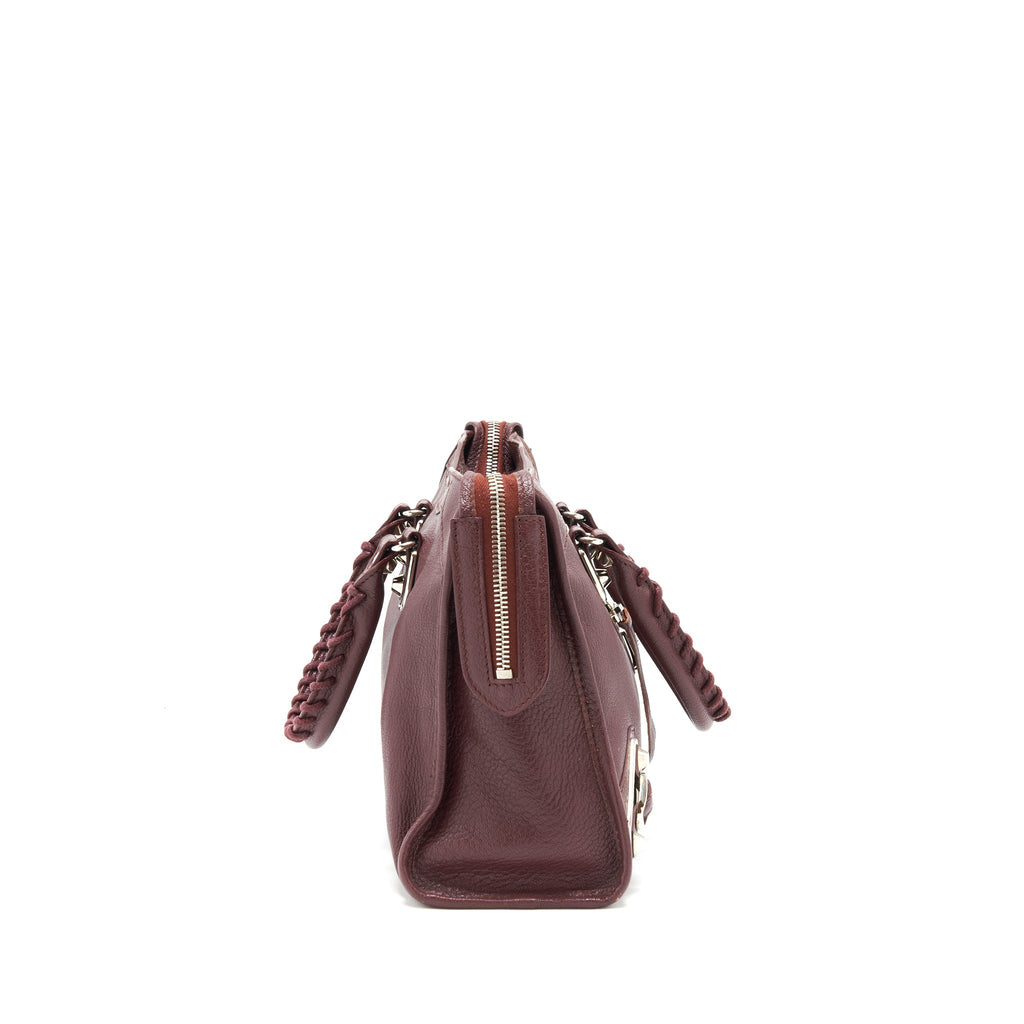 BALENCIAGA SMALL CITY EDGE BURGUNDY SHW