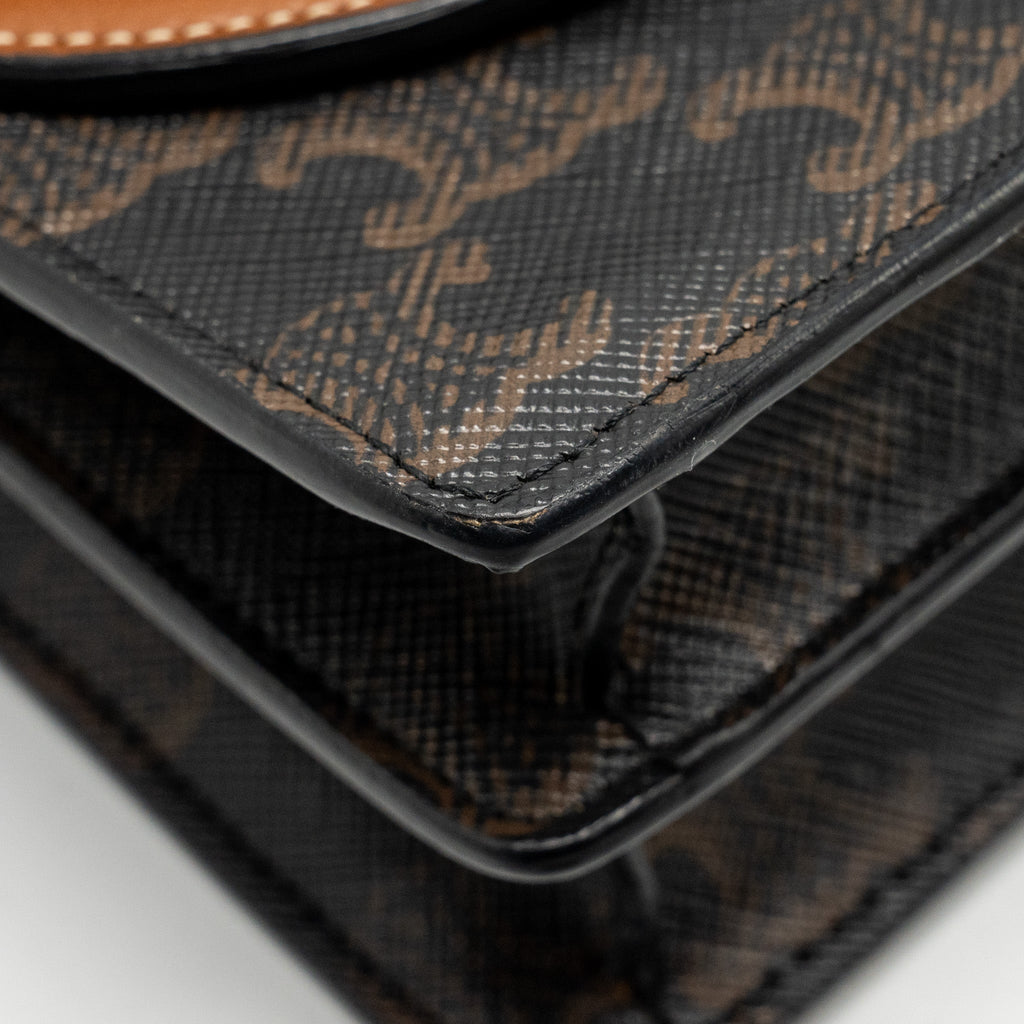 CELINE WALLET ON STRAP TRIOMPHE CANVAS /SMOOTH LAMBSKIN TAN GHW