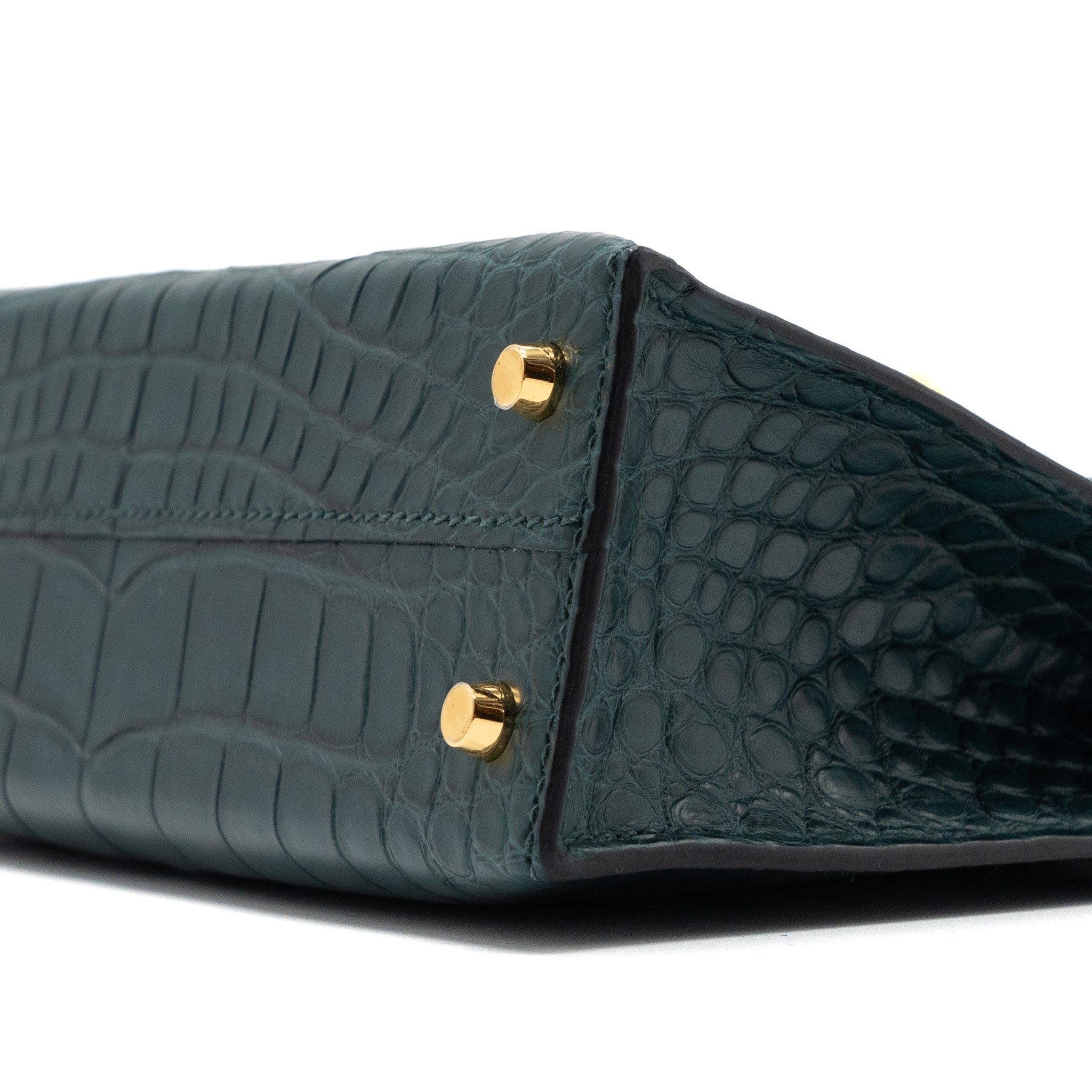 HERMES MINI KELLY II ALLIGATOR MISSISSIPPIENSIS MATTE 6O VERT CYPRES GHW