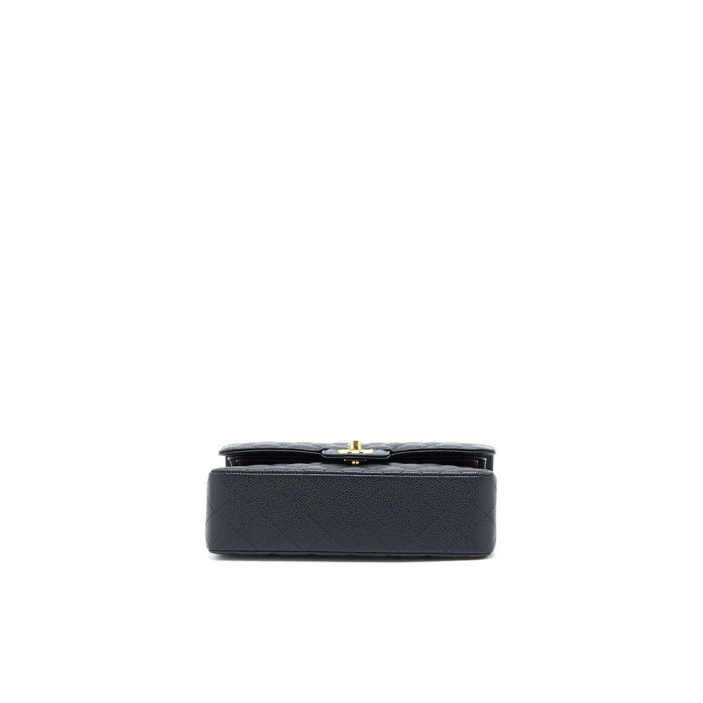 CHANEL SMALL CLASSIC DOUBLE FLAP BAG CAVIAR BLACK GHW (MICROCHIP)