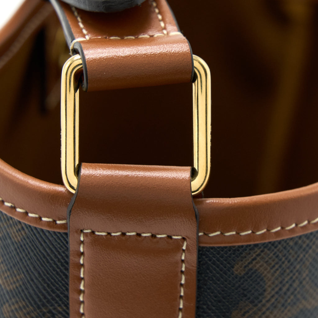 CELINE SMALL BUCKET BAG TRIOMPHE CANVAS/LEATHER TAN GHW