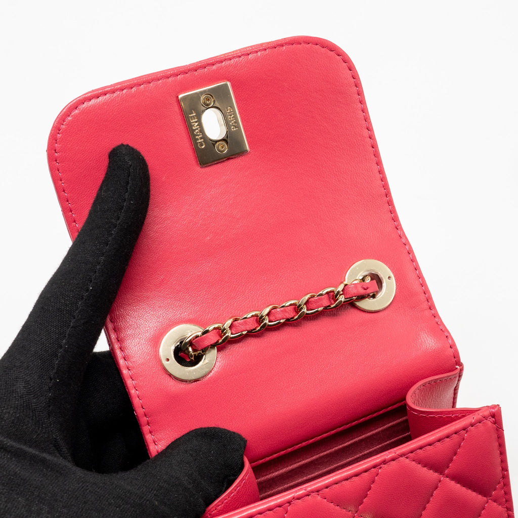 CHANEL MINI TRENDY CC CLUTCH WITH CHAIN LAMBSKIN PINK LGHW