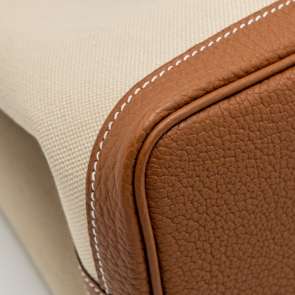 HERMES GARDEN PARTY 30 TOILE MILITARIES CANVAS / NEGONDA BETON / GOLD SHW