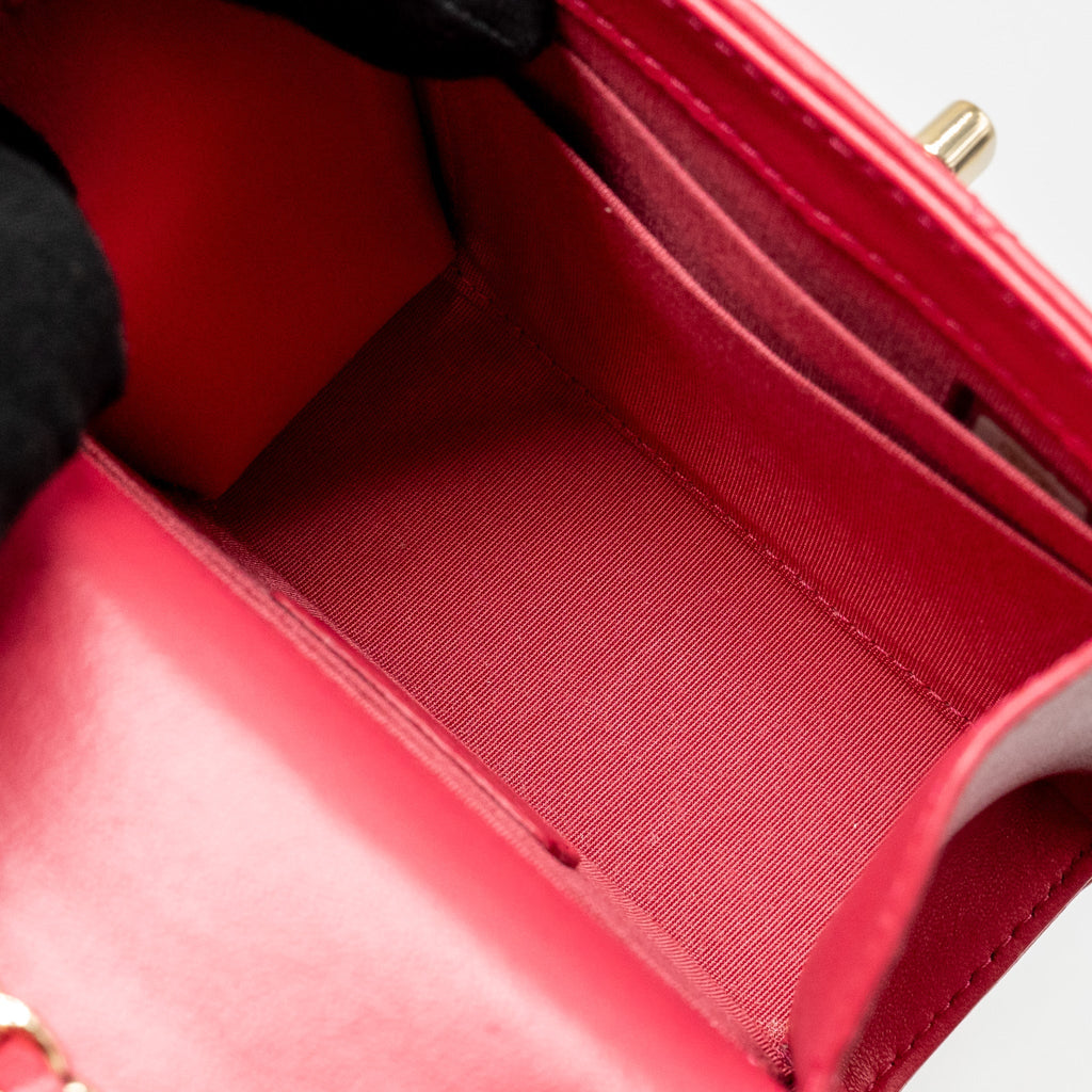 CHANEL MINI TRENDY CC CLUTCH WITH CHAIN LAMBSKIN PINK LGHW