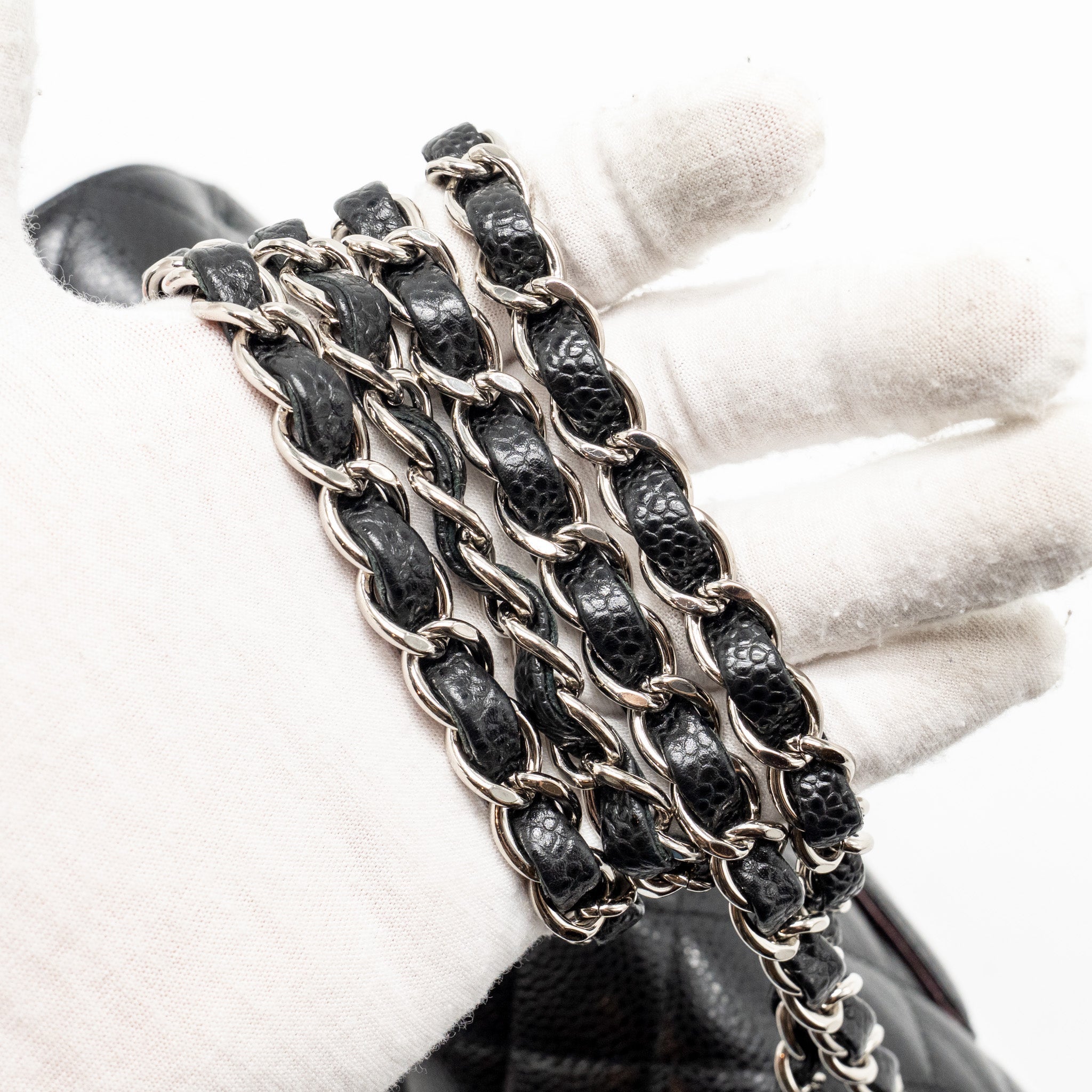 CHANEL MEDIUM CLASSIC DOUBLE FLAP BAG CAVIAR BLACK SHW