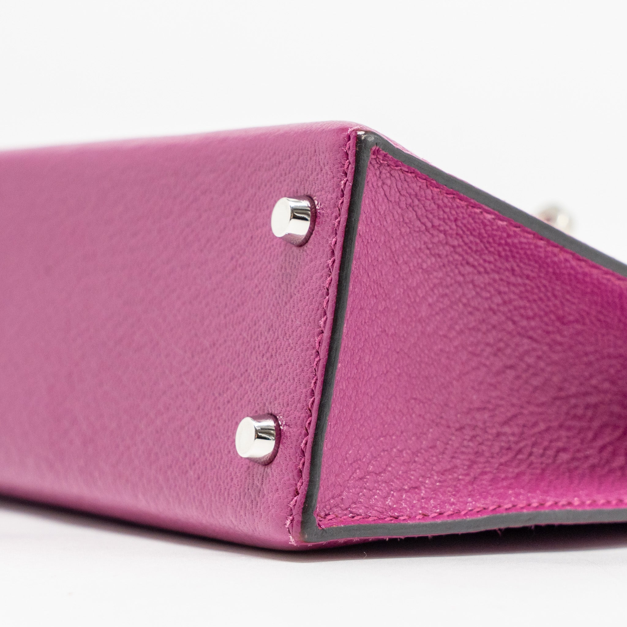 HERMES MINI KELLY CHÈVRE MYSORE ROSE POURPRE SHW