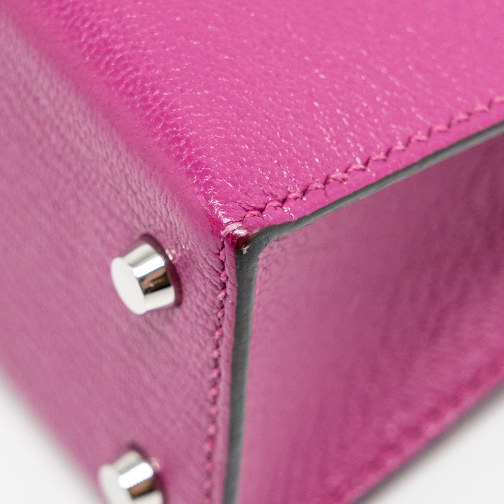HERMES MINI KELLY CHÈVRE MYSORE ROSE POURPRE SHW