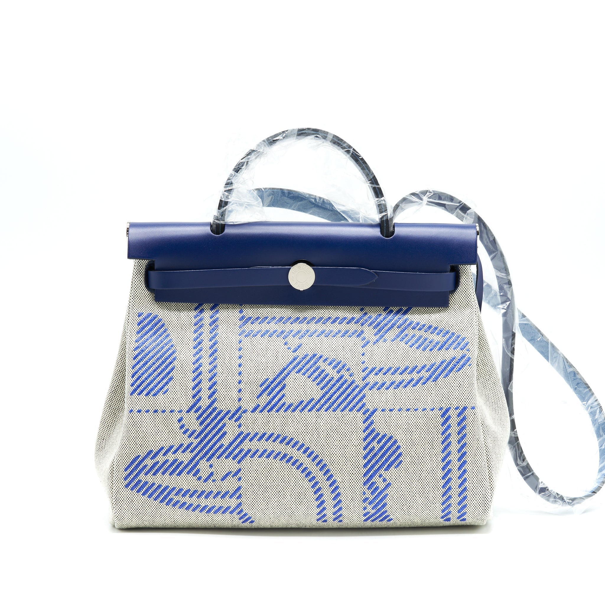 HERMES HERBAG ZIP 31 RETOURNE BAG BLUE DE FRANCE/ ECRU