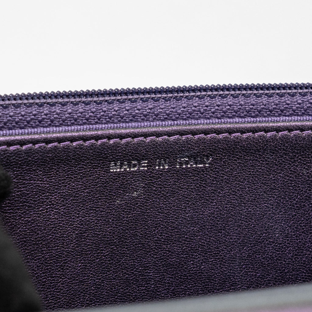 CHANEL CLASSIC WALLET ON CHAIN LAMBSKIN IRIDESCENT PURPLE RUTHENIUM HARDWARE