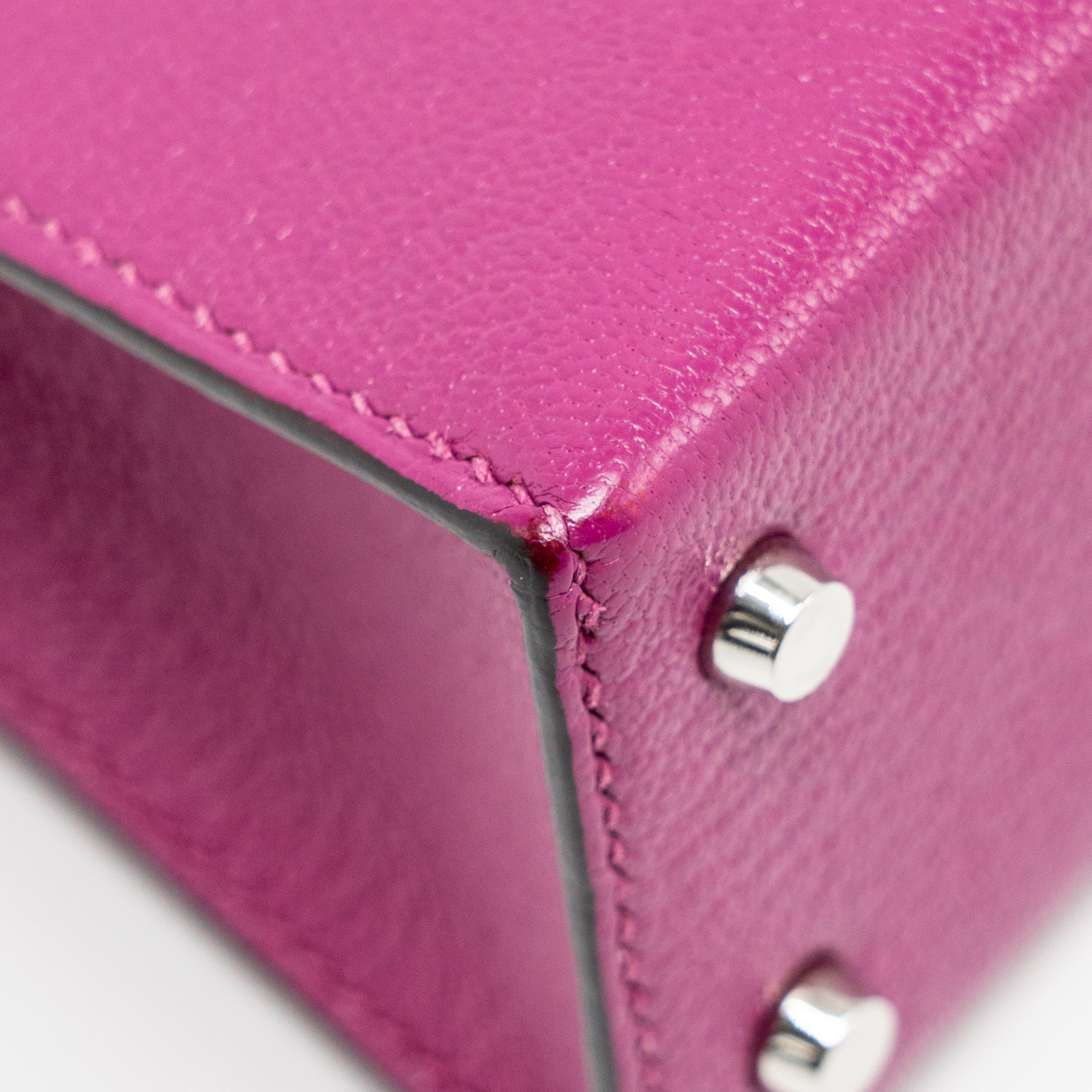 HERMES MINI KELLY CHÈVRE MYSORE ROSE POURPRE SHW