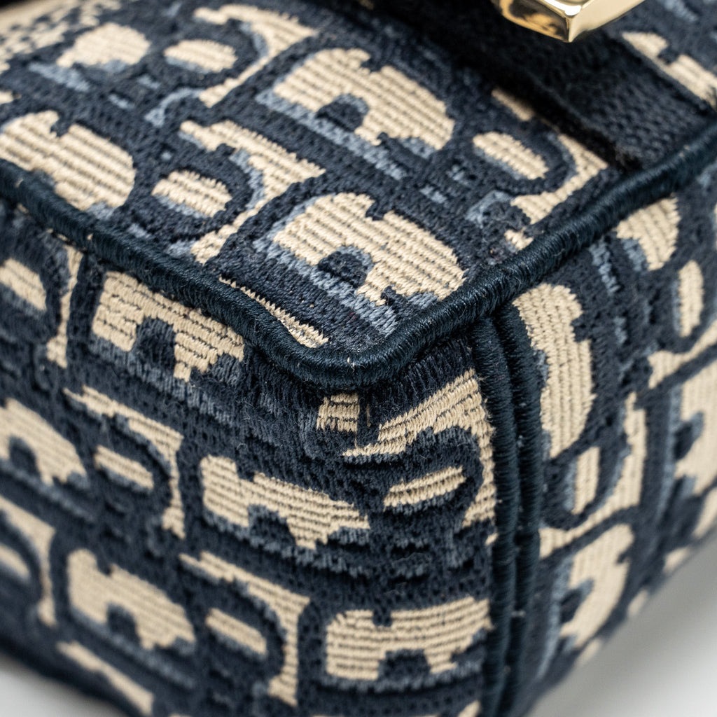 DIOR SMALL DIORCAMP BAG DIOR OBLIQUE EMBROIDERY CANVAS BLUE LGHW
