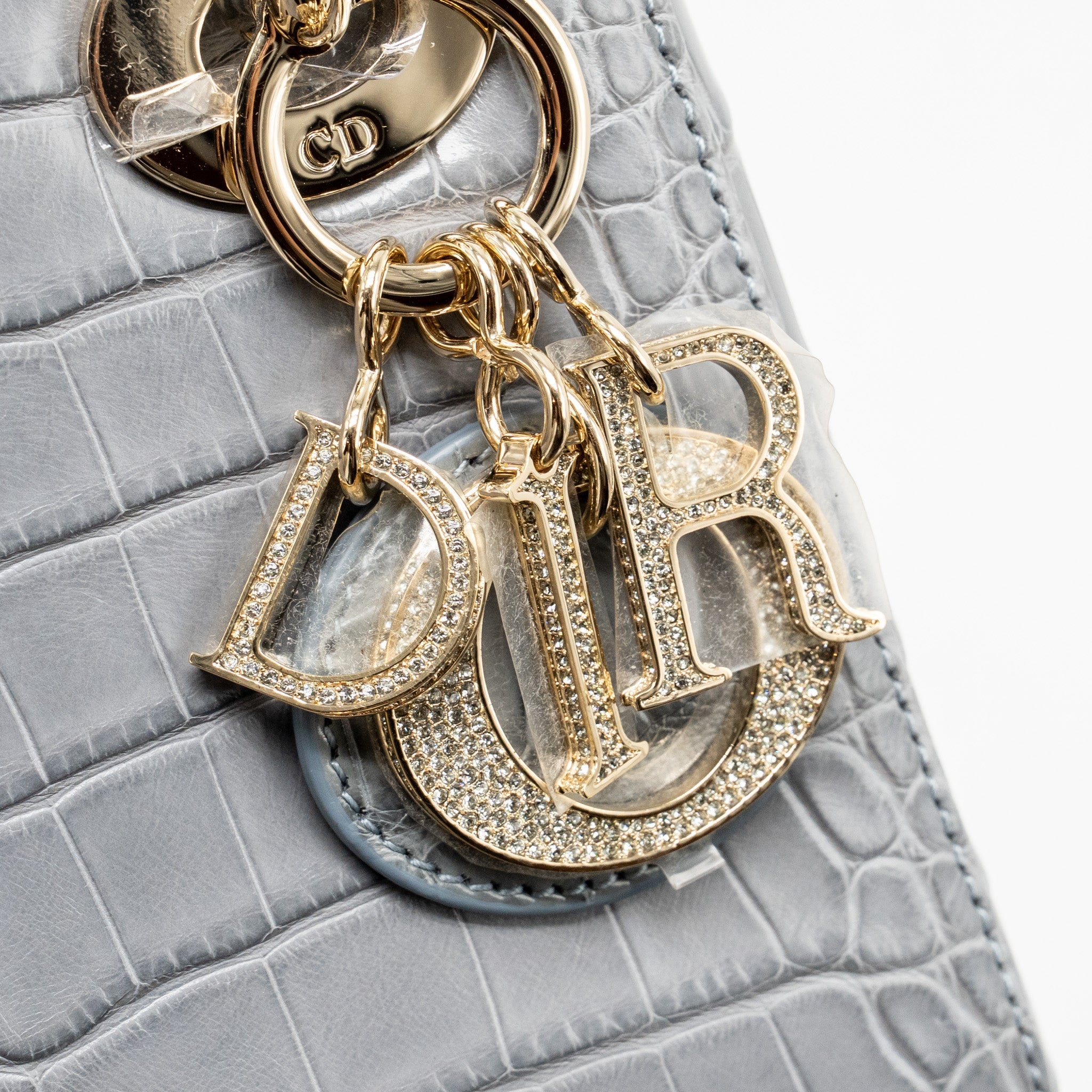 DIOR MINI LADY DIOR ALLIGATOR MISSISSIPPIENSIS GREY LGHW