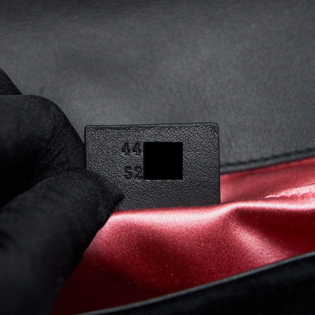 GUCCI VELVET MINI GG MARMONT BAG BLACK