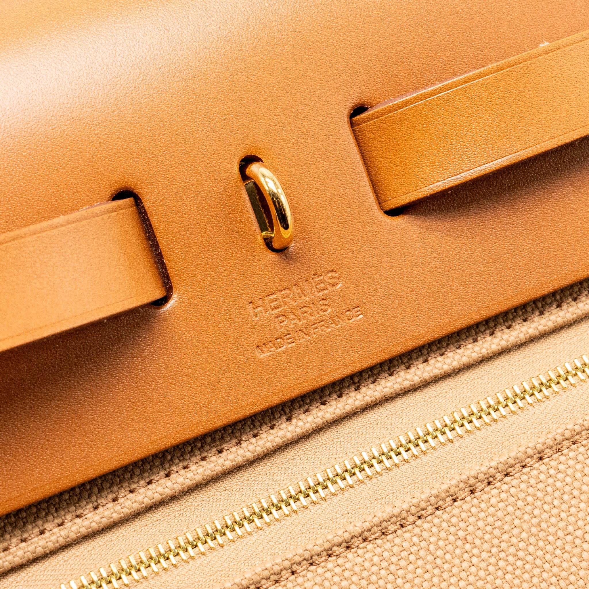 HERMES HERBAG 31 ZIP BAG CANVAS/VACHE HUNTER CHAI / FAUVE GHW