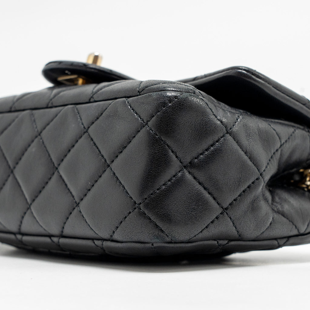 CHANEL PEARL CRUSH MINI RECTANGULAR FLAP BAG LAMBSKIN BLACK GHW