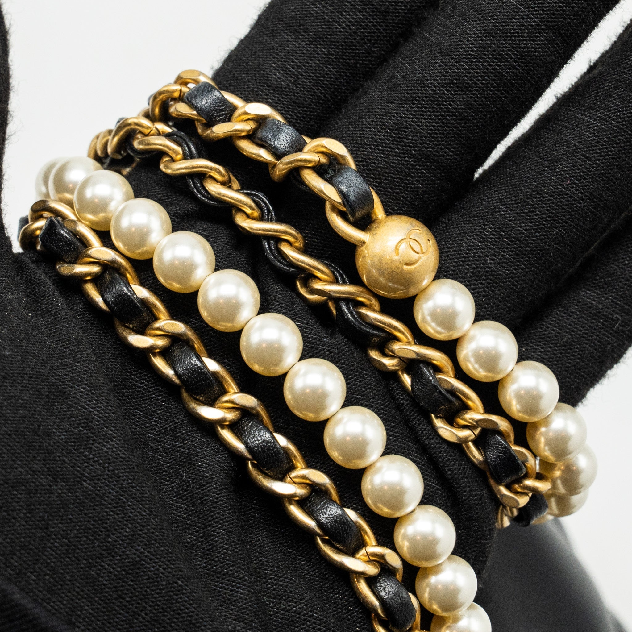 CHANEL MY PERFECT MINI FLAP BAG WITH PEARL CHAIN LAMBSKIN BLACK GHW (MICROCHIP)