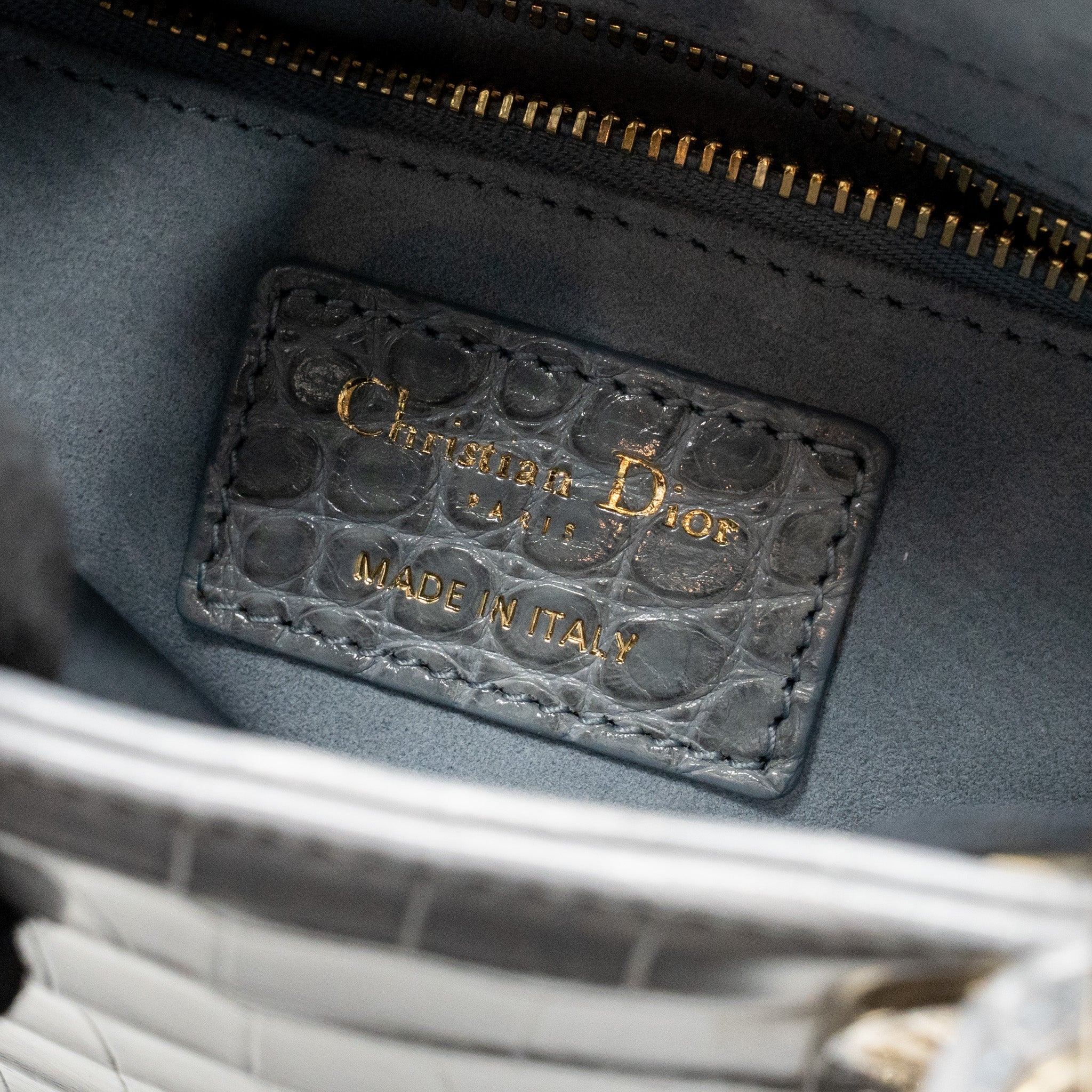 DIOR MINI LADY DIOR ALLIGATOR MISSISSIPPIENSIS GREY LGHW