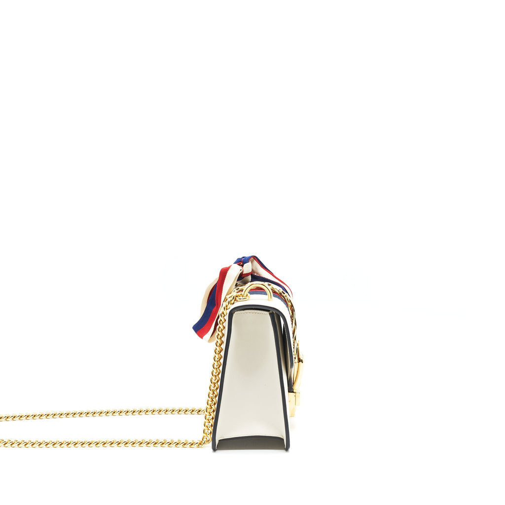 GUCCI MINI SYLVIE CROSSBODY CHAIN BAG WHITE