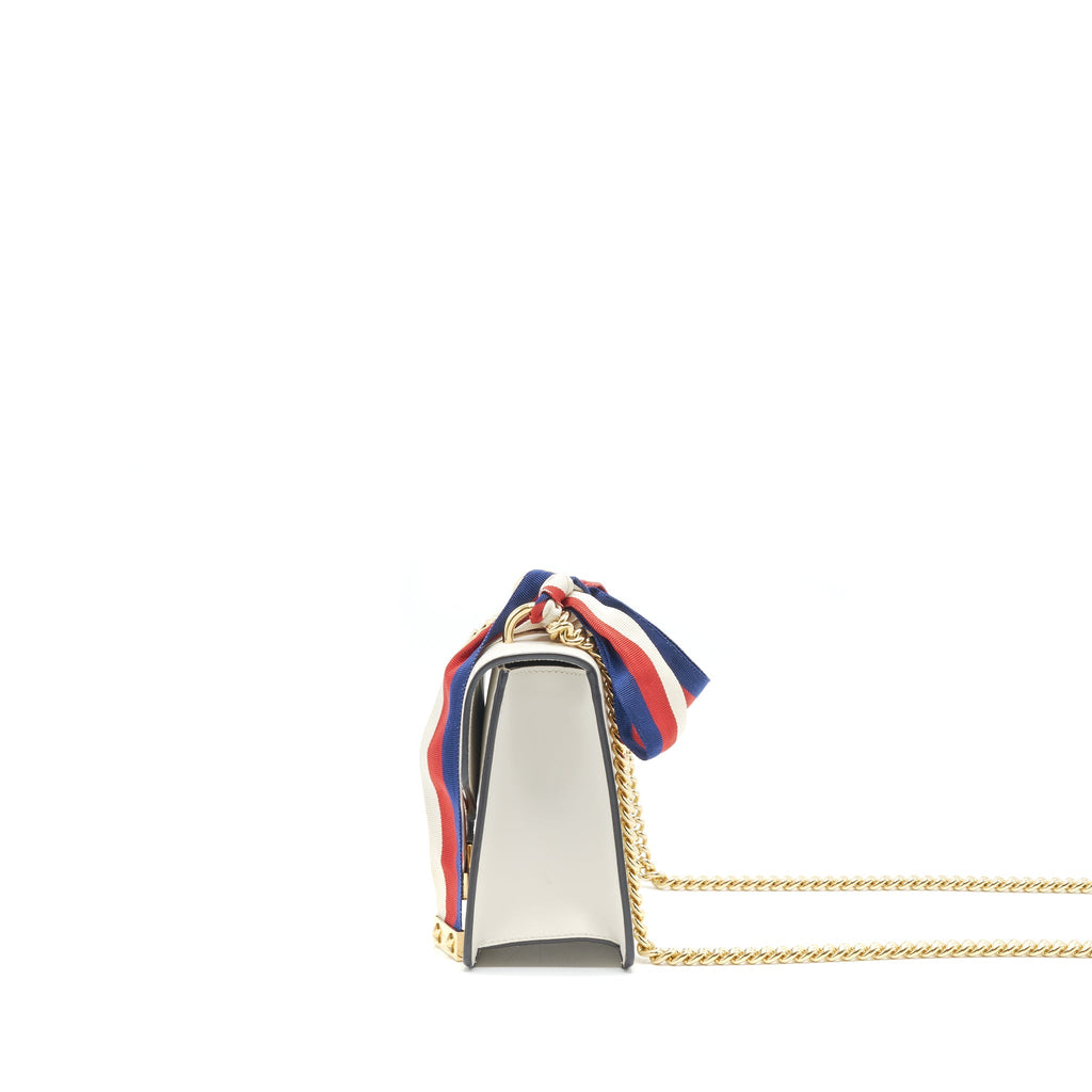 GUCCI MINI SYLVIE CROSSBODY CHAIN BAG WHITE