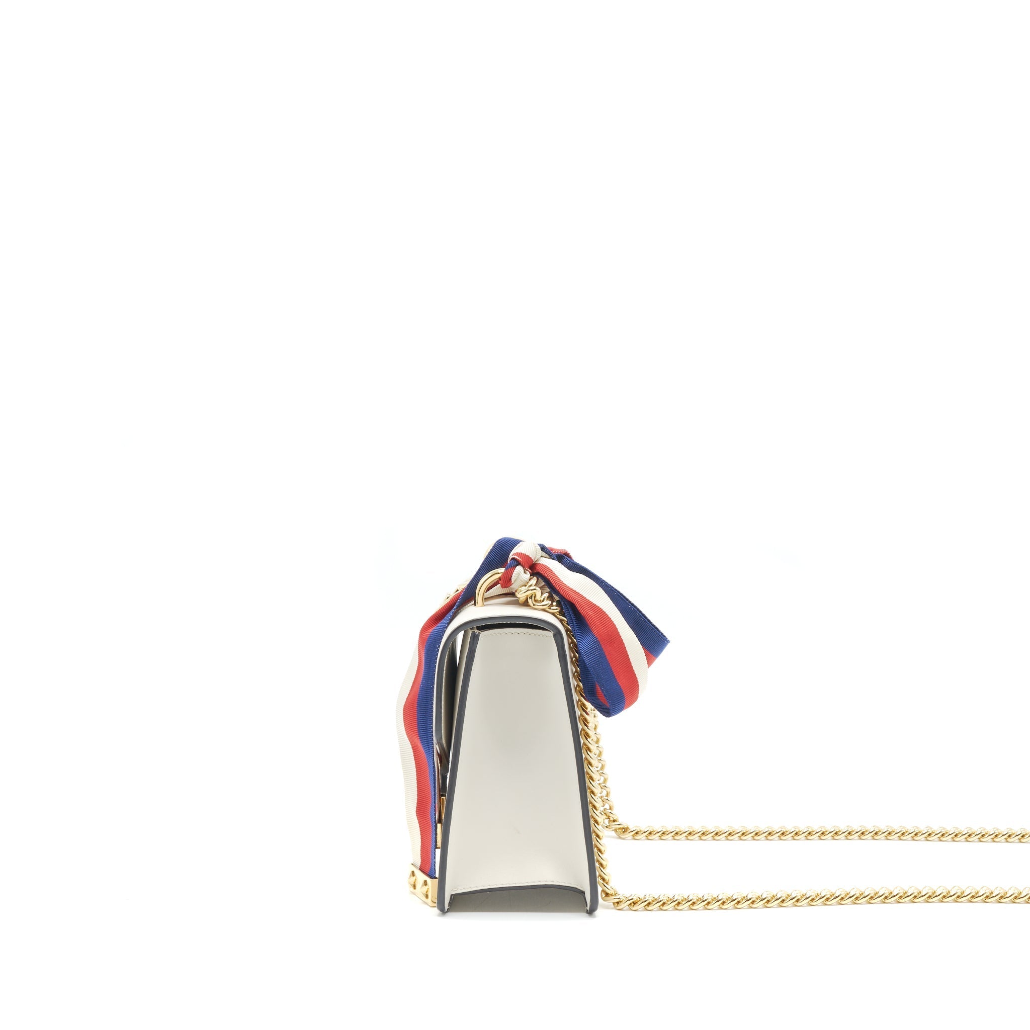 GUCCI MINI SYLVIE CROSSBODY CHAIN BAG WHITE