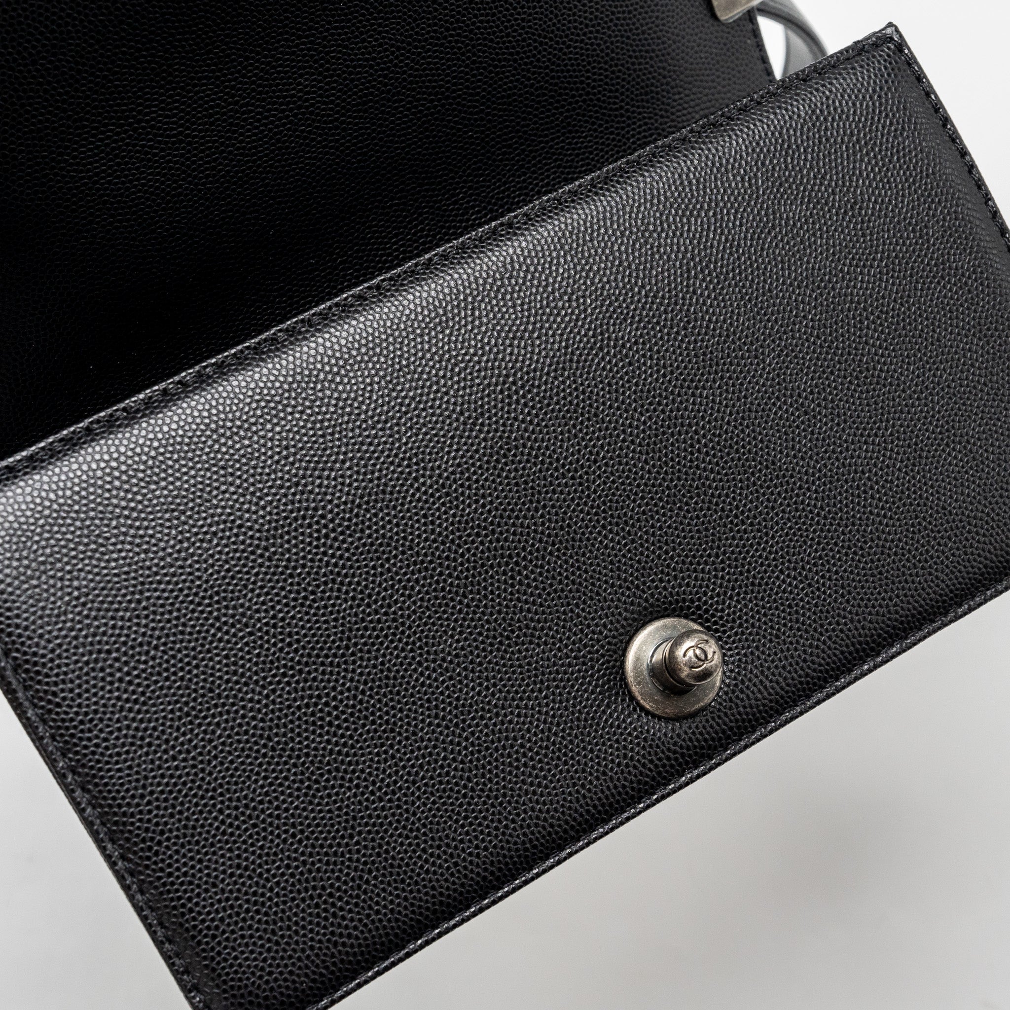 CHANEL SMALL BOY BAG CAVIAR BLACK RUTHENIUM HARDWARE (MICROCHIP)