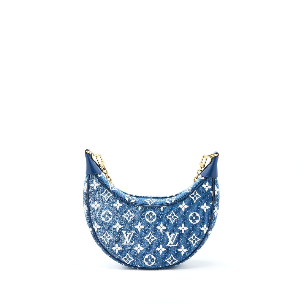 LOUIS VUITTON HALF-MOON LOOP BAGUETTE HANDBAG DENIM BLUE GHW