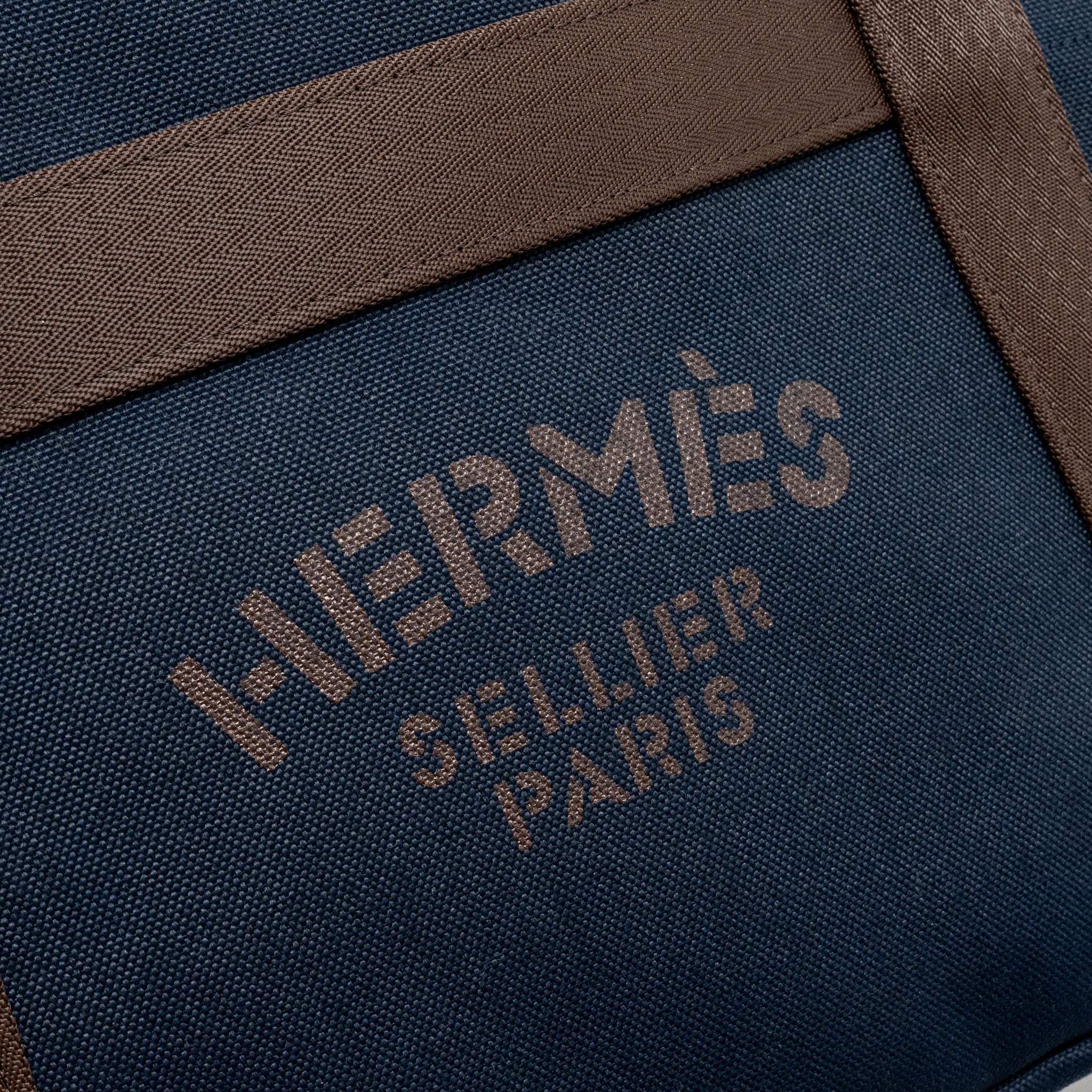 HERMES THE GROOMING BAG CANVAS BLEU NAVY/FEU SHW
