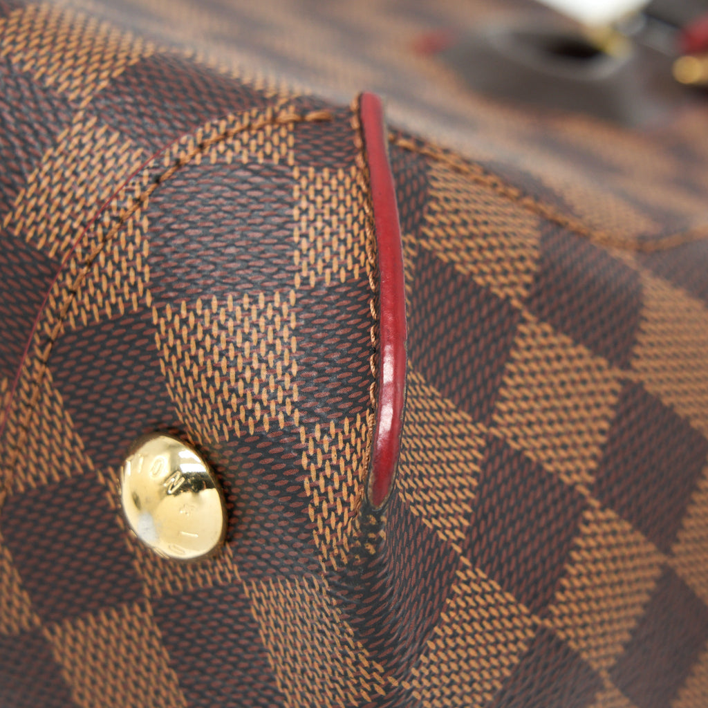 LOUIS VUITTON TOP HANDLE TOTE BAG WITH STRAP DAMIER EBENE/RED GHW