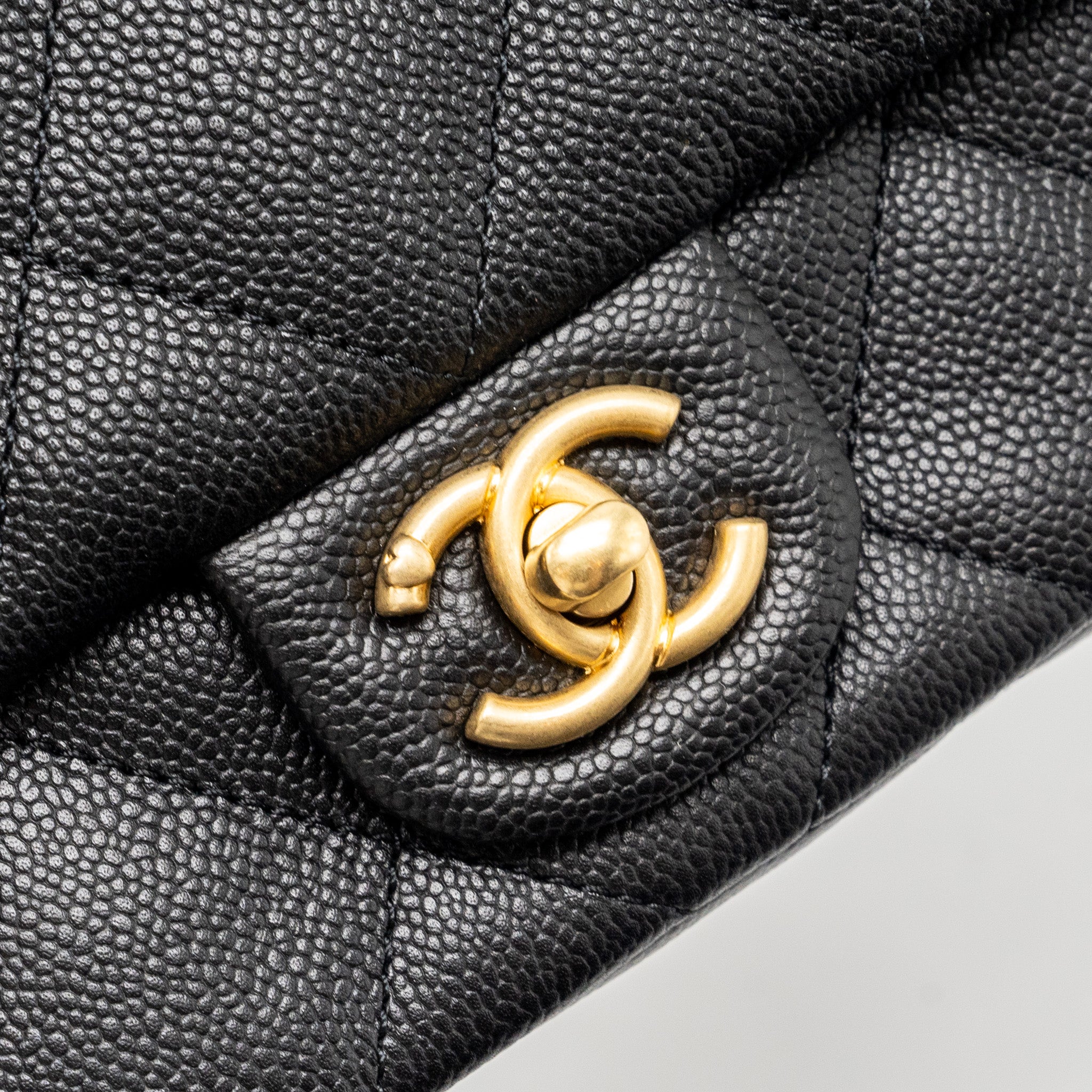 CHANEL 24P COCO LOVE SMALL FLAP BAG ADJUSTABLE CHAIN CAVIAR BLACK BRUSH GHW (MICROCHIP)