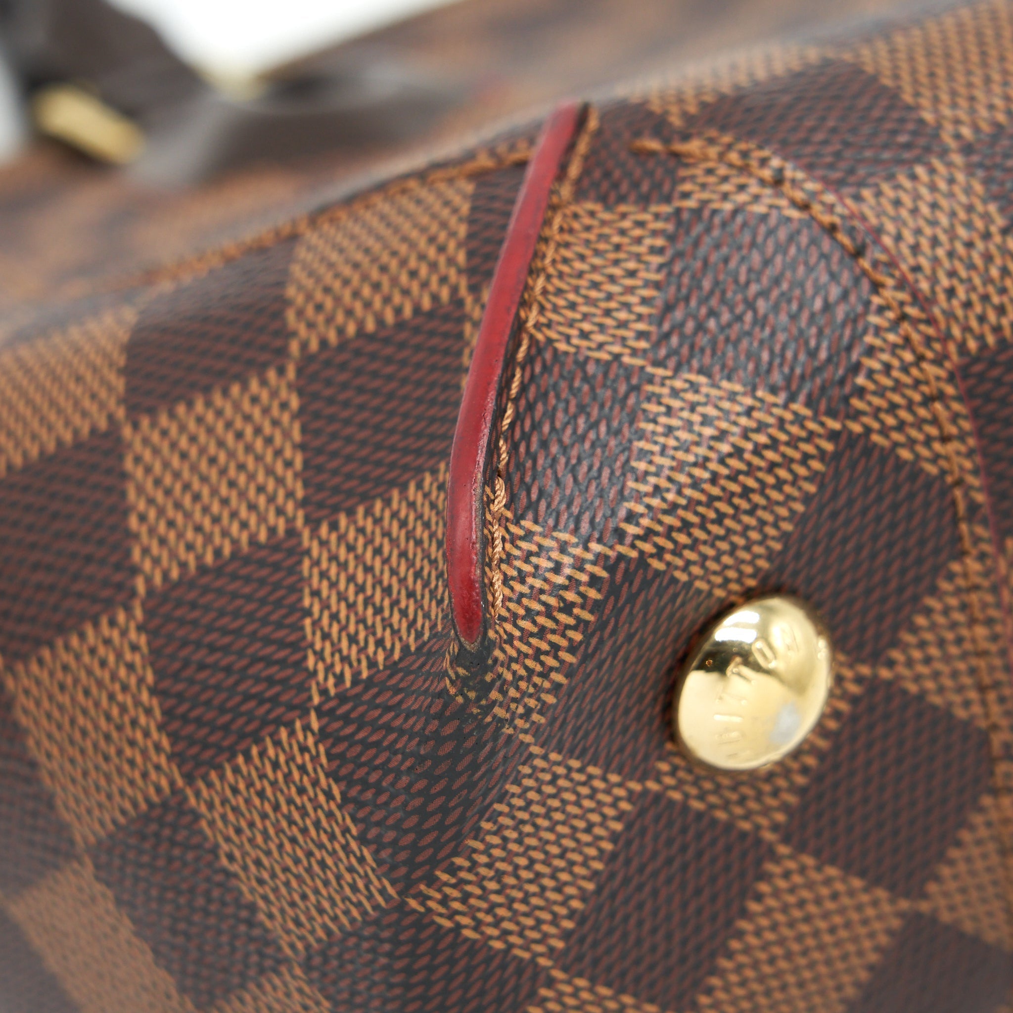 LOUIS VUITTON TOP HANDLE TOTE BAG WITH STRAP DAMIER EBENE/RED GHW