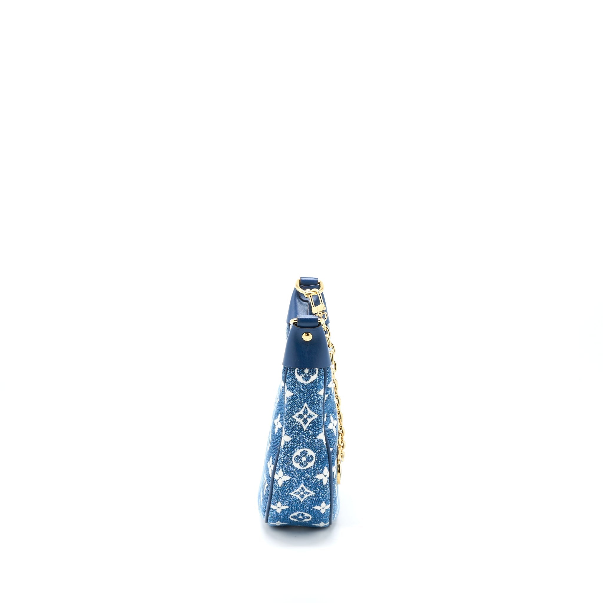 LOUIS VUITTON HALF-MOON LOOP BAGUETTE HANDBAG DENIM BLUE GHW
