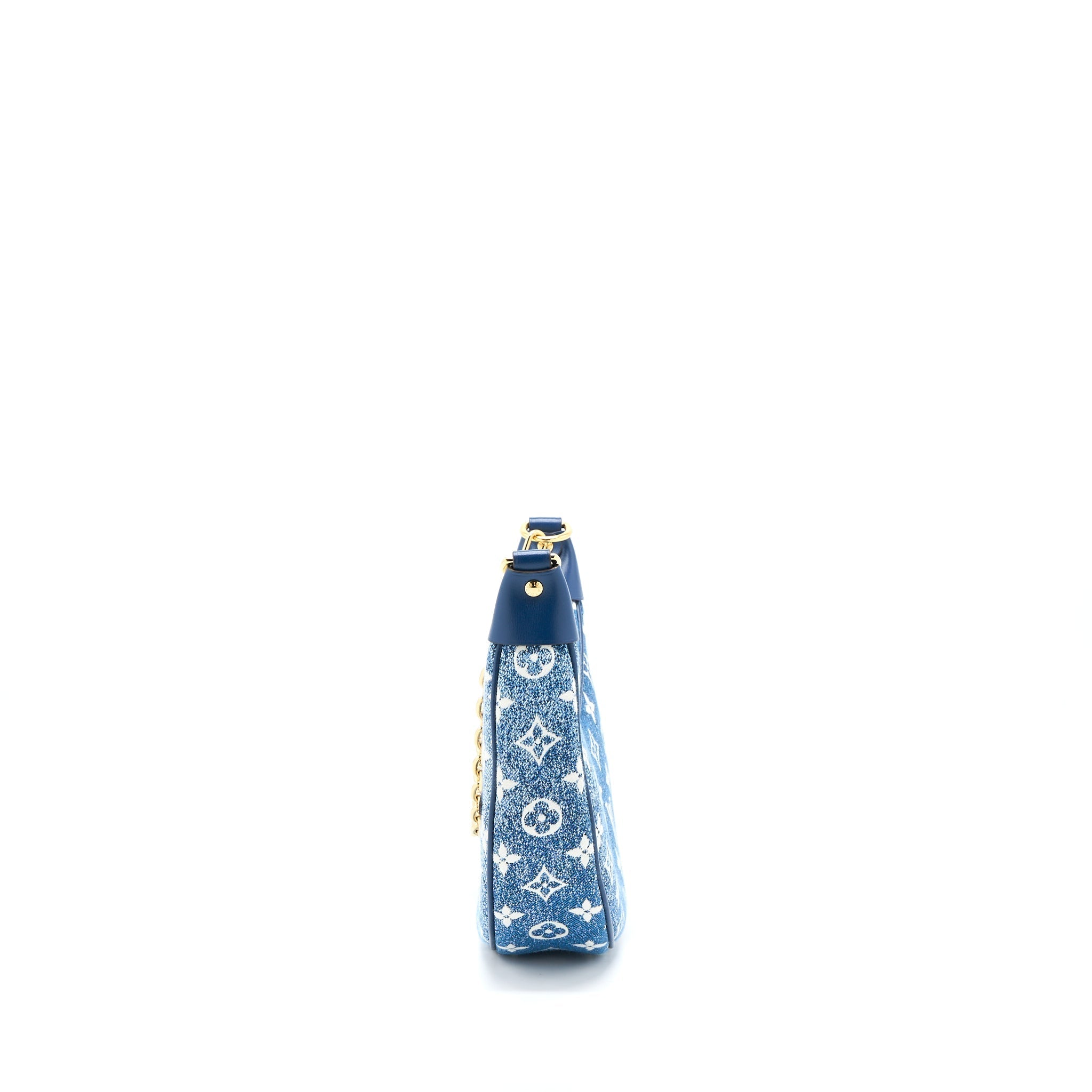 LOUIS VUITTON HALF-MOON LOOP BAGUETTE HANDBAG DENIM BLUE GHW