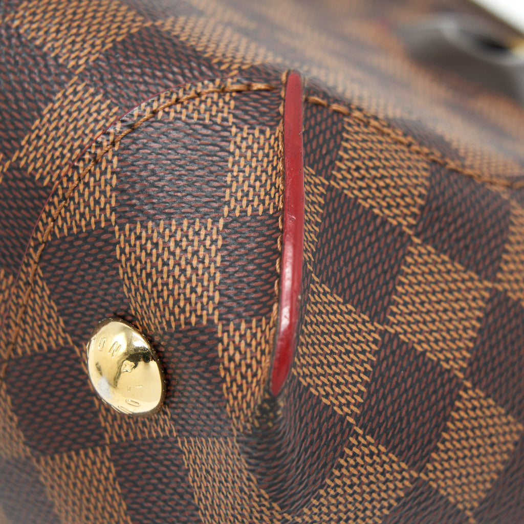 LOUIS VUITTON TOP HANDLE TOTE BAG WITH STRAP DAMIER EBENE/RED GHW