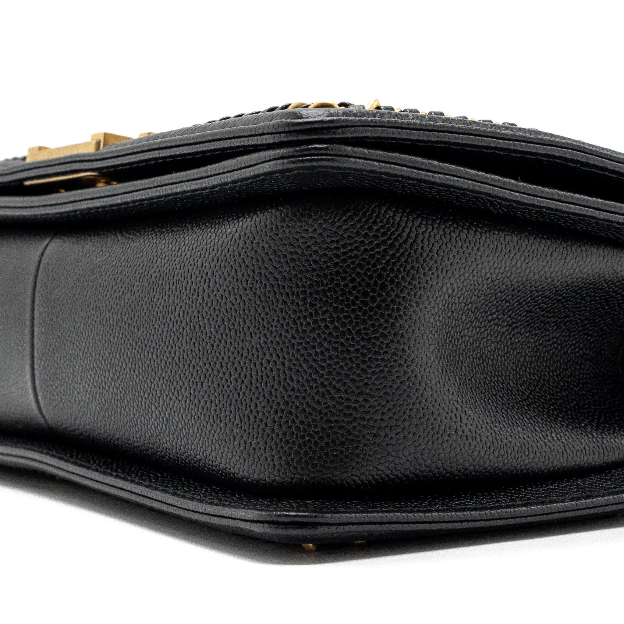 CHANEL MEDIUM BOY BAG LIMITED EDITION CAVIAR BLACK GHW (MICROCHIP)
