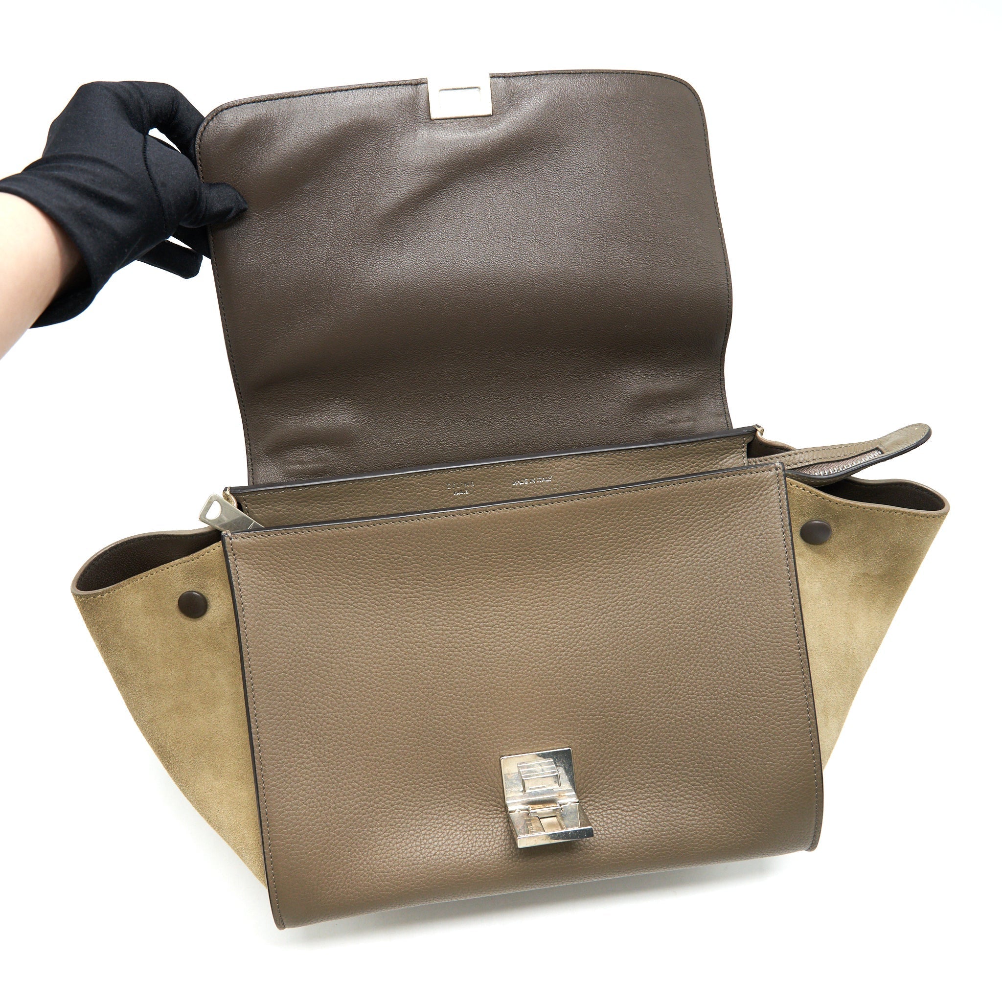 CELINE SMALL TRAPEZE BAG LIGHT GREY SHW