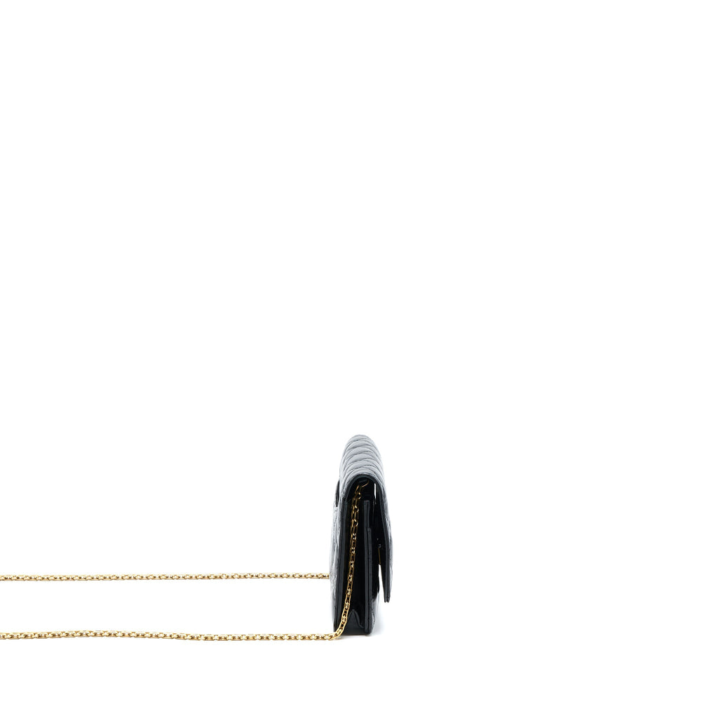 CHANEL 2.55 REISSUE WALLET ON CHAIN AGED CALFSKIN BLACK GHW(MICROCHIP)