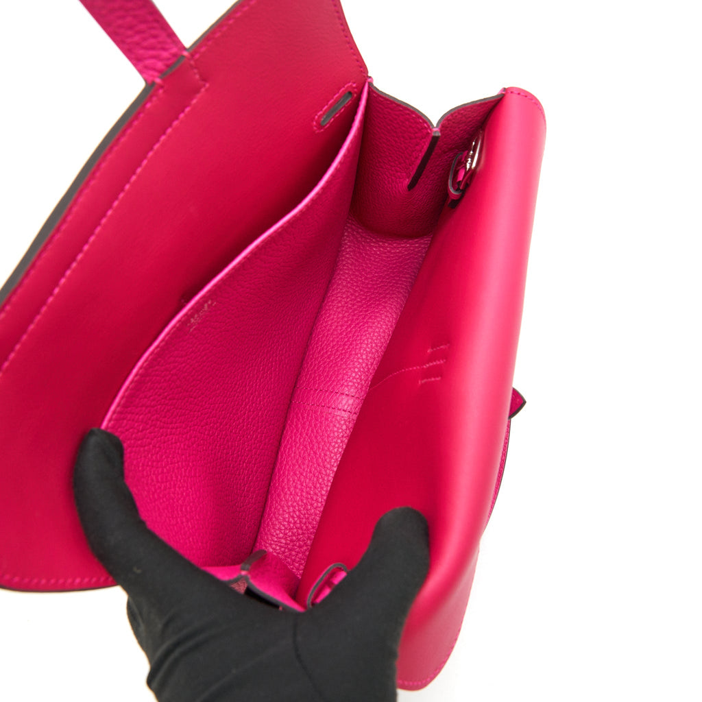 HERMES HALZAN 25 BAG ROSE SHOCKING/ FRAMBOISE