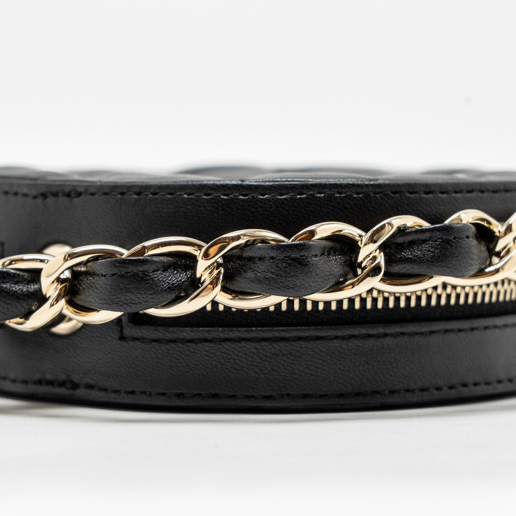 CHANEL 22C ROUND CLUTCH WITH CHAIN LAMBSKIN BLACK LGHW