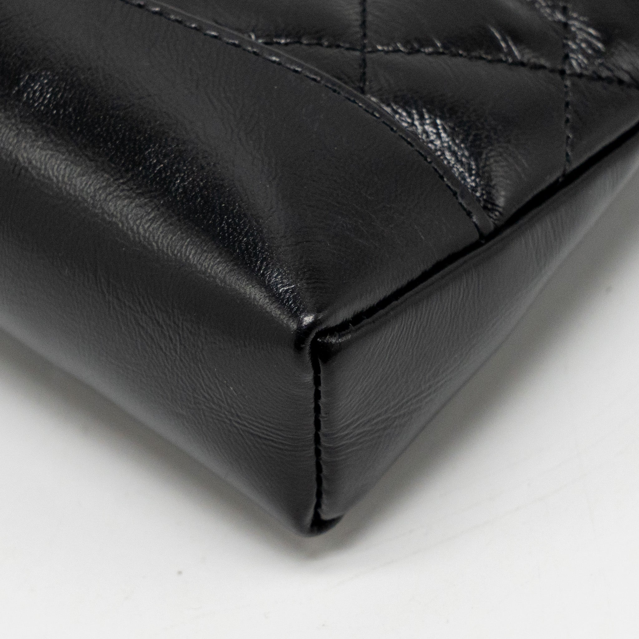 CHANEL MINI 31 CLUTCH WITH CHAIN SHINY LAMBSKIN BLACK LGHW (MICROCHIP)