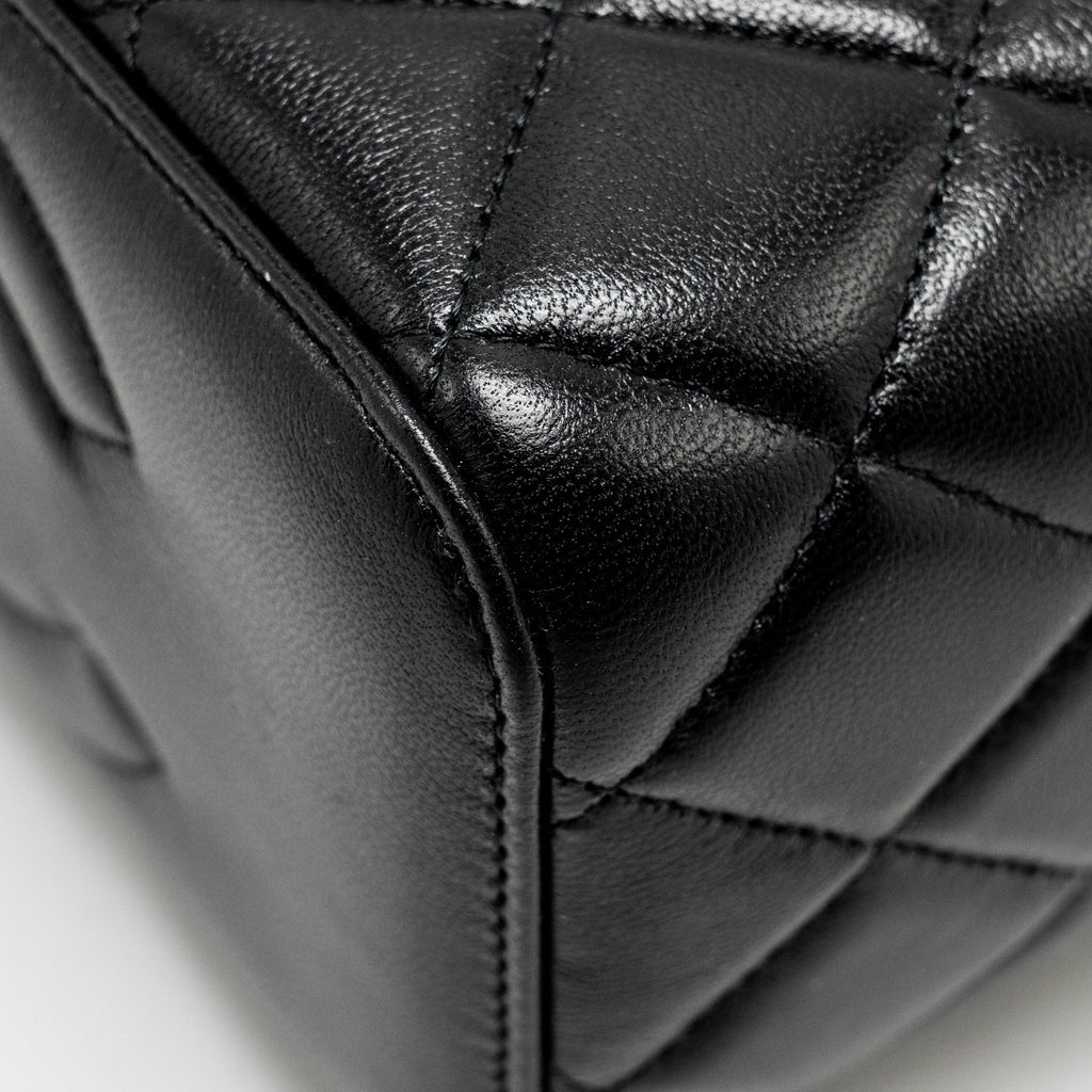 CHANEL PEARL CRUSH LONG VANITY CASE LAMBSKIN BLACK GHW (MICROCHIP)