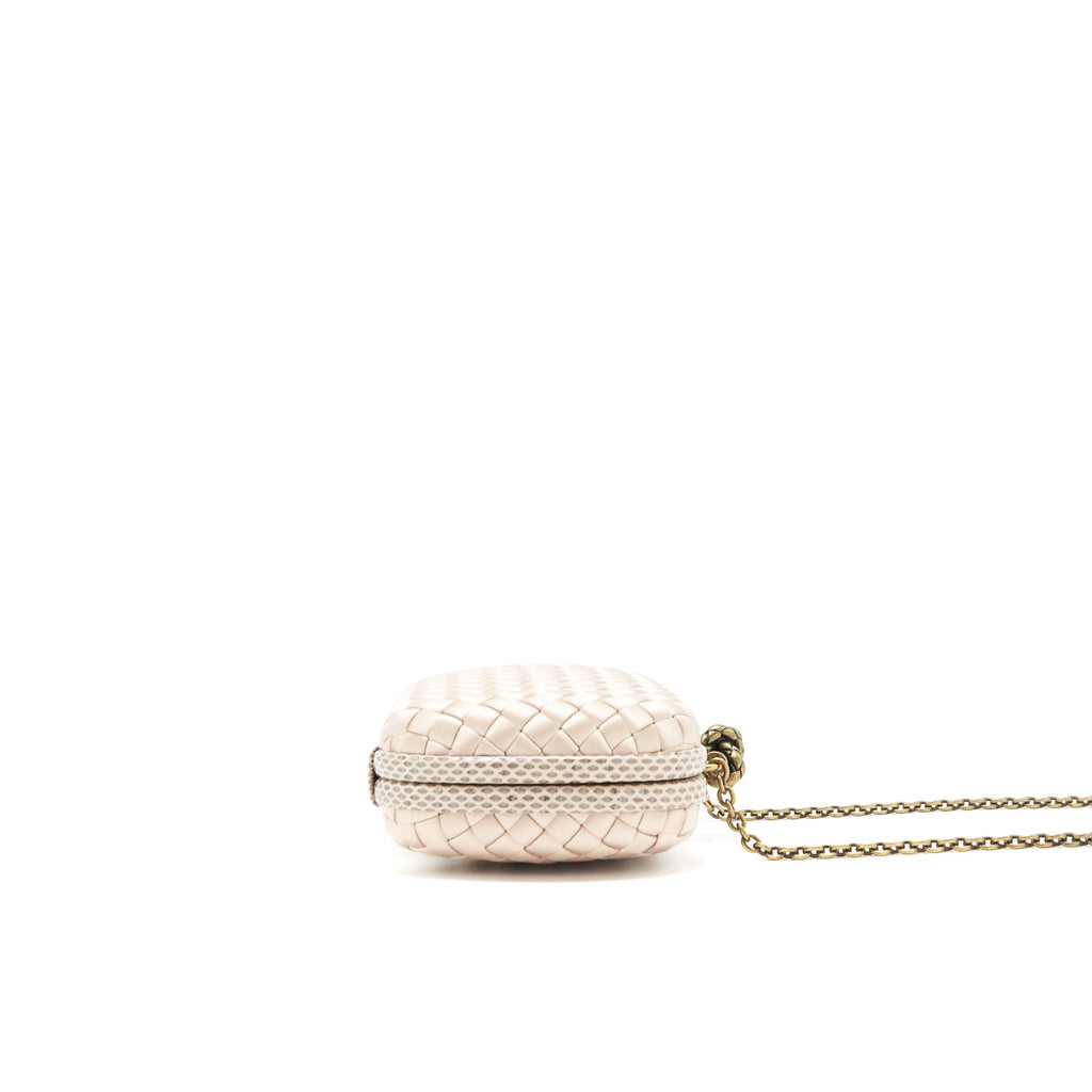 BOTTEGA VENETA STRETCH KNOT CLUTCH BEIGE/ LIGHT BROWN