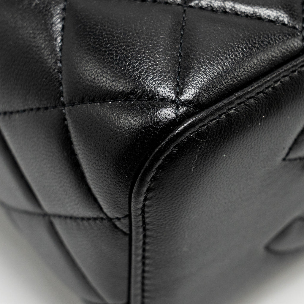CHANEL PEARL CRUSH LONG VANITY CASE LAMBSKIN BLACK GHW (MICROCHIP)