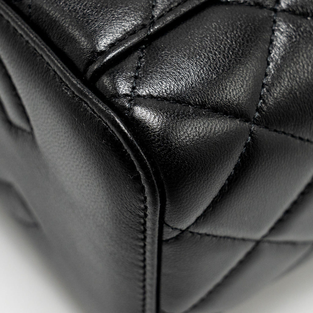 CHANEL PEARL CRUSH LONG VANITY CASE LAMBSKIN BLACK GHW (MICROCHIP)