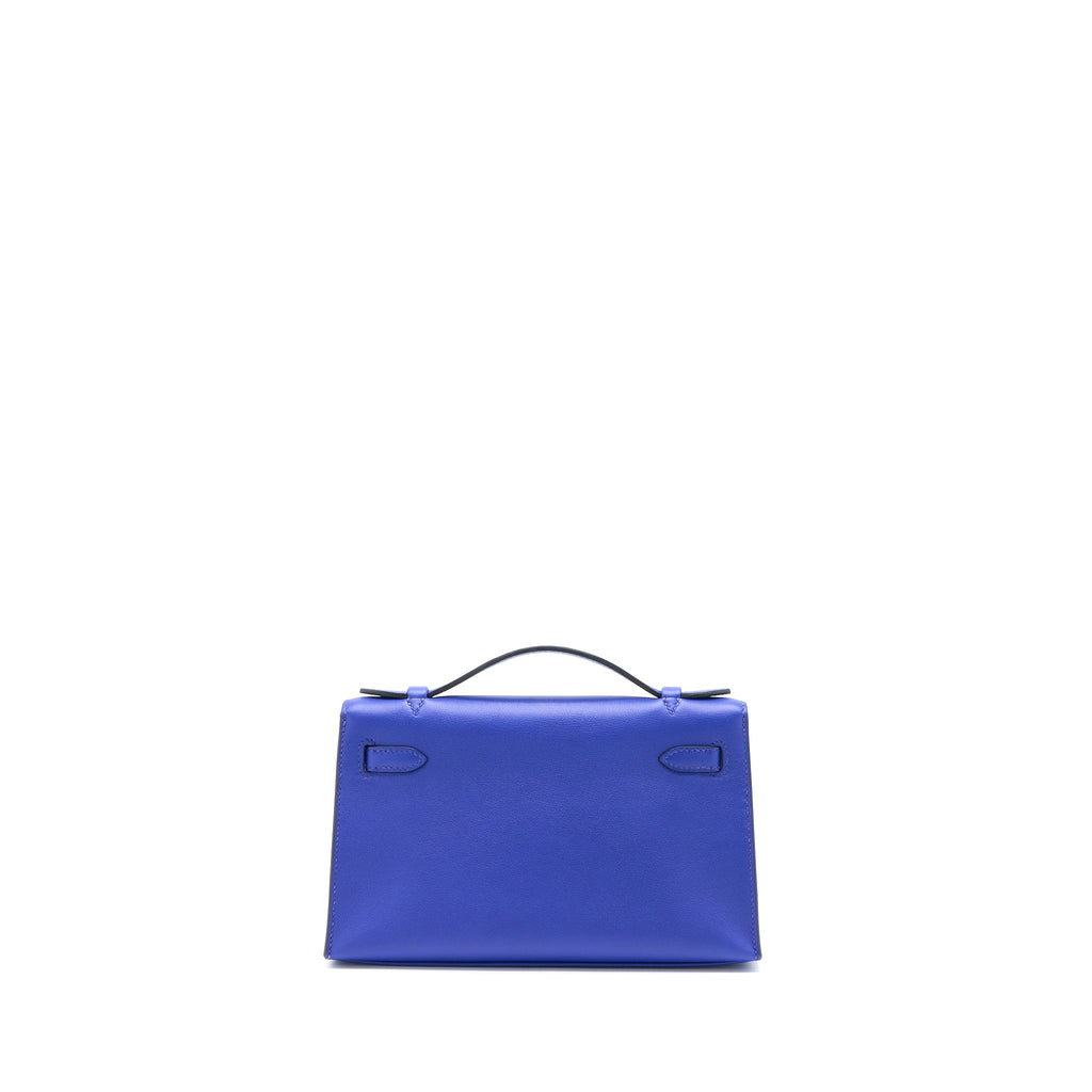 HERMES KELLY POCHETTE SWIFT BLUE ELECTRIC GHW
