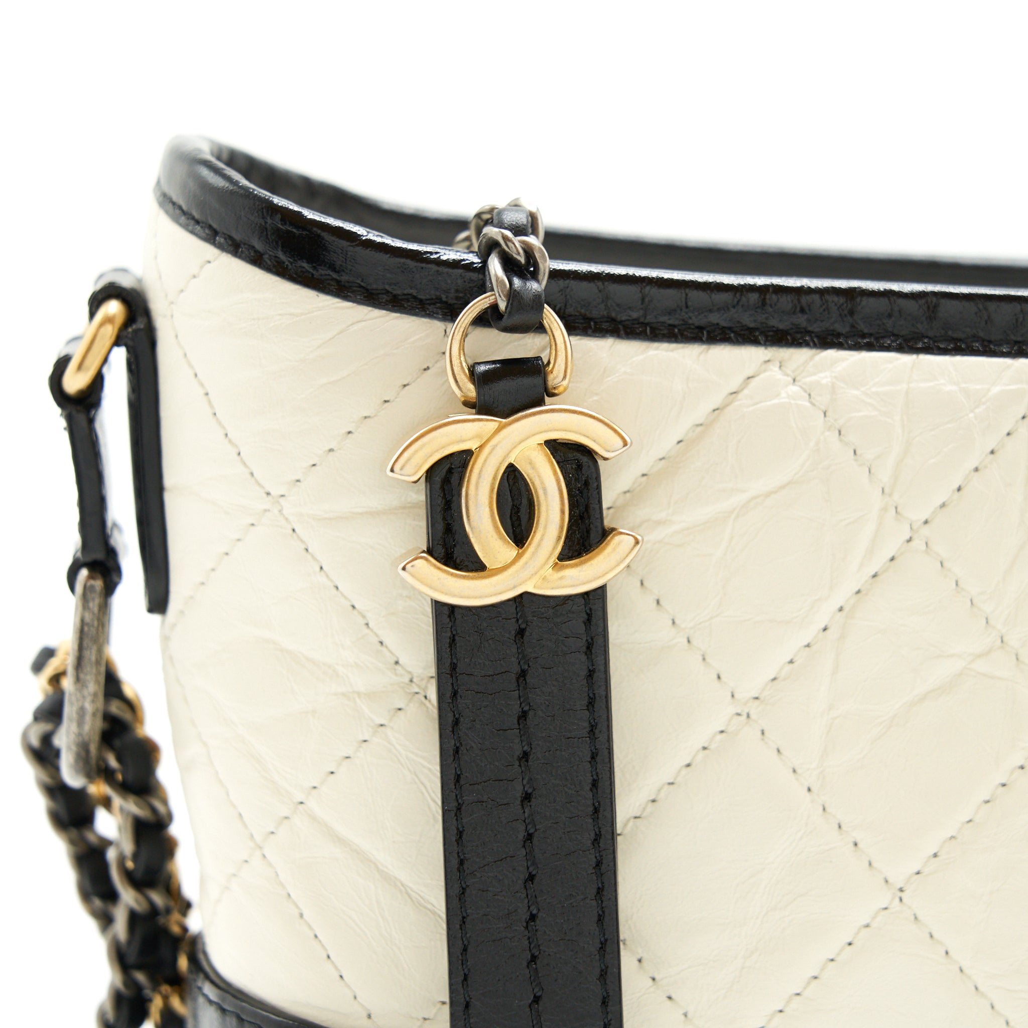 CHANEL SMALL GABRIELLE HOBO BAG WHITE/BLACK