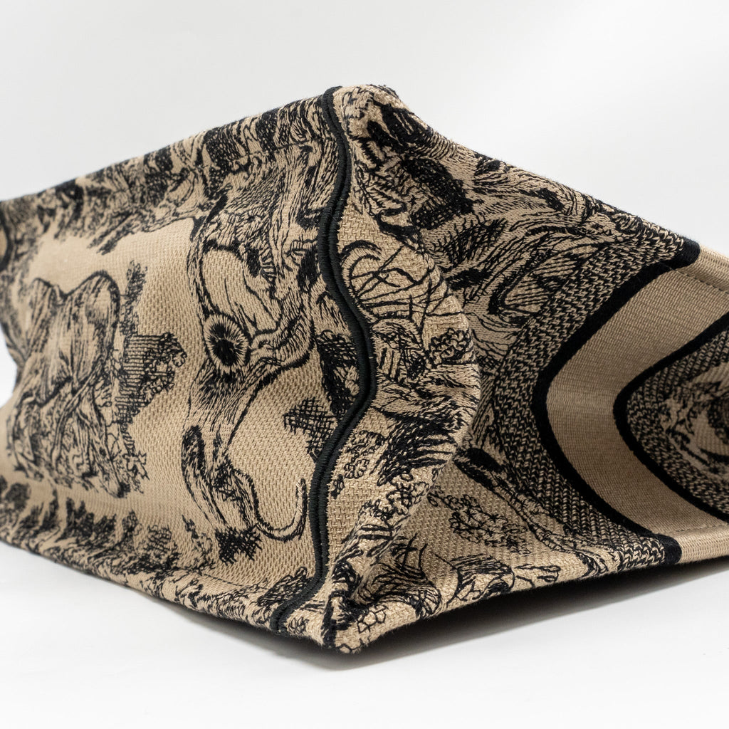 DIOR MEDIUM DIOR BOOK TOTE TOILE DE JOUY REVERSE EMBROIDERY CANVAS BEIGE