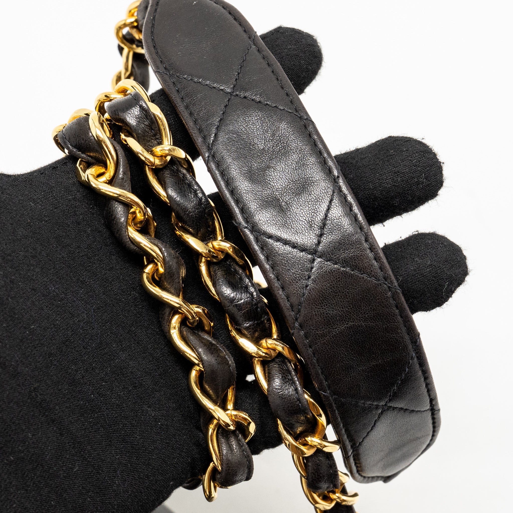 CHANEL VINTAGE LARGE SQUARE FLAP BAG LAMBSKIN BLACK GHW