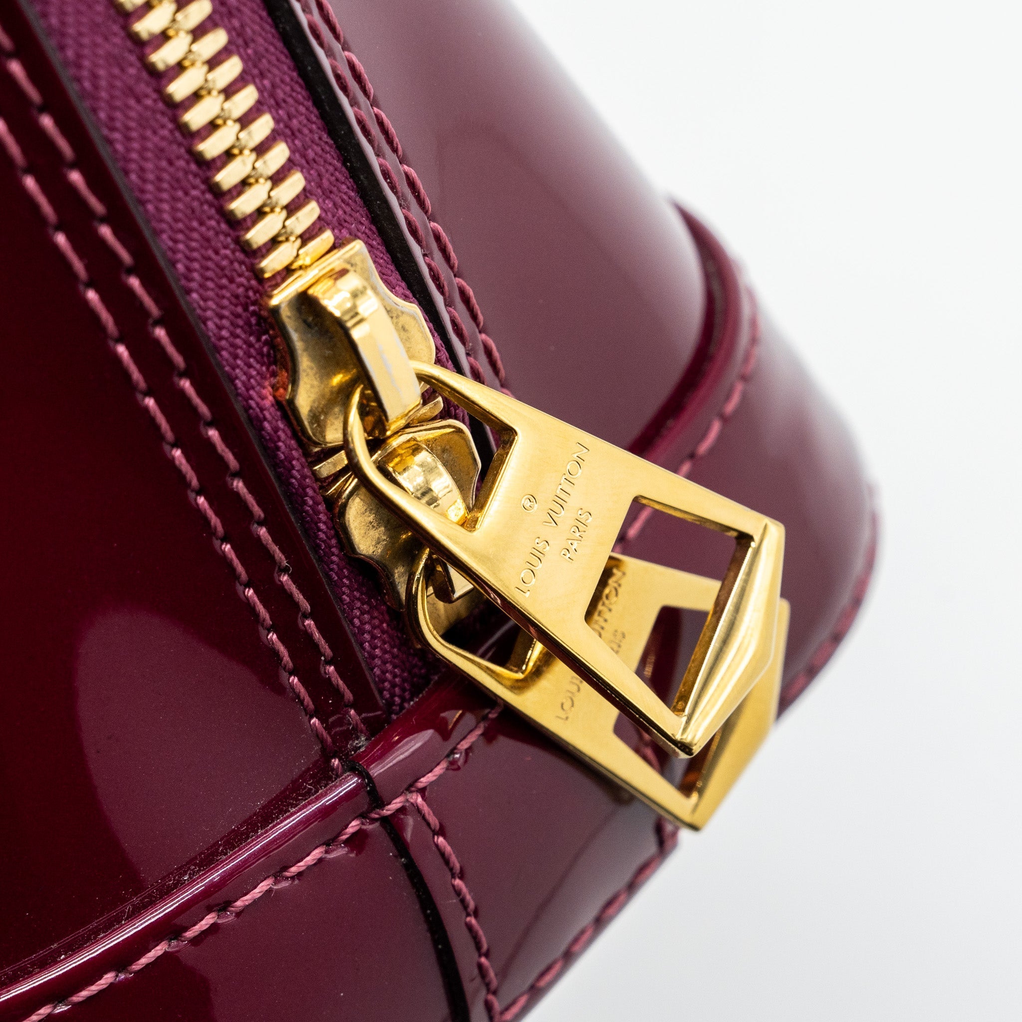 LOUIS VUITTON ALMA BB VERNI MIROIR PATENT DARK PINK GHW