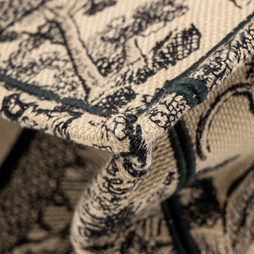 DIOR MEDIUM DIOR BOOK TOTE TOILE DE JOUY REVERSE EMBROIDERY CANVAS BEIGE